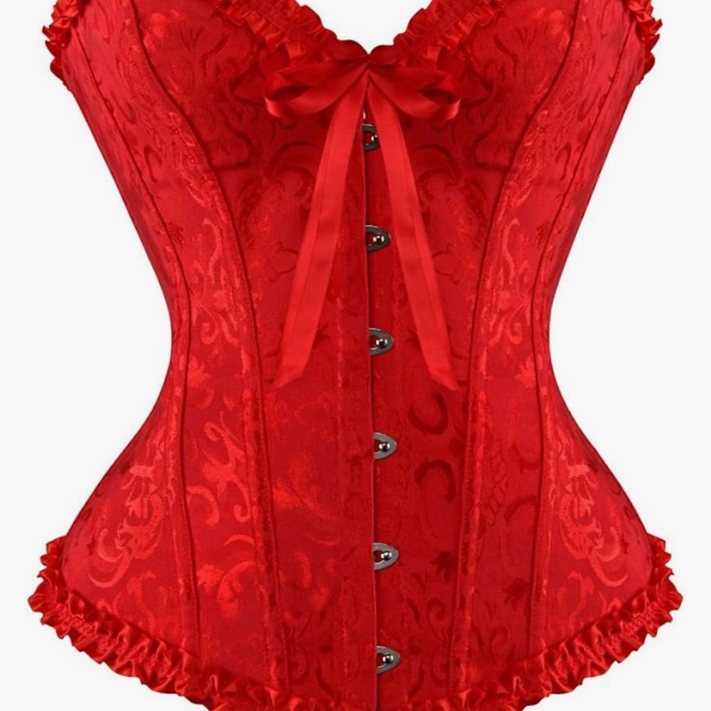 frawirshau Women's Lace Up Boned Overbust Corset Bustier Lingerie Bodyshaper Top